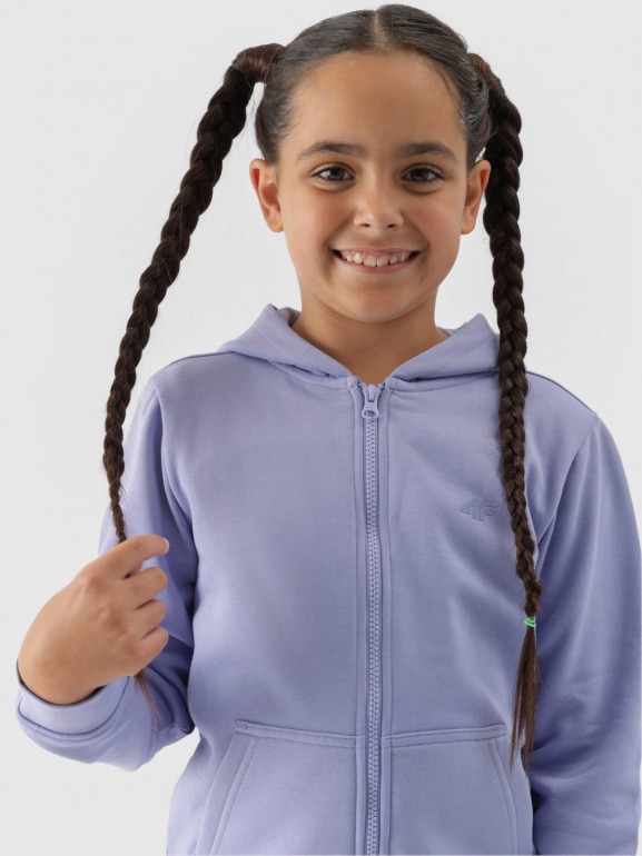 Dziewczęca bluza dresowa rozpinana z kapturem 4F 4FJWMM00TSWSF1315 - niebieska