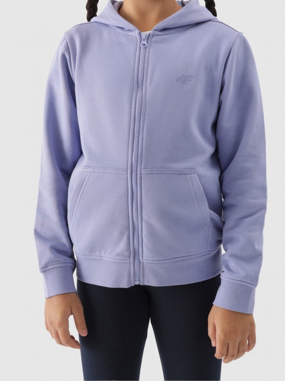 Dziewczęca bluza dresowa rozpinana z kapturem 4F 4FJWMM00TSWSF1315 - niebieska