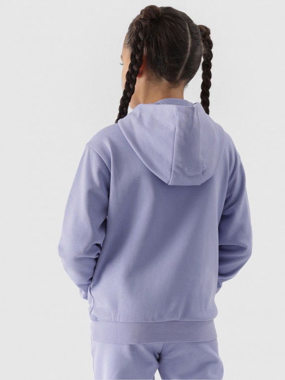 Dziewczęca bluza dresowa nierozpinana z kapturem 4F 4FJWMM00TSWSF1316 - niebieska