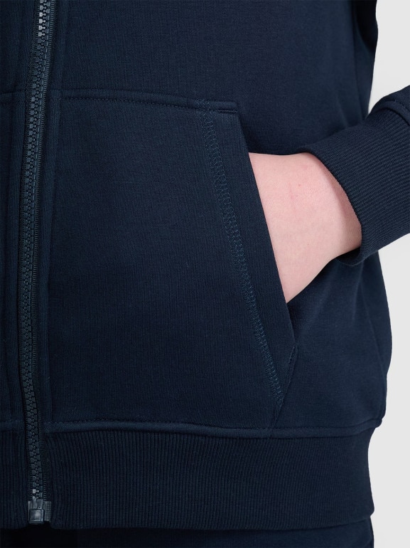 Dziewczęca bluza dresowa rozpinana z kapturem 4F 4FJWMM00TSWSF1861 - granatowa