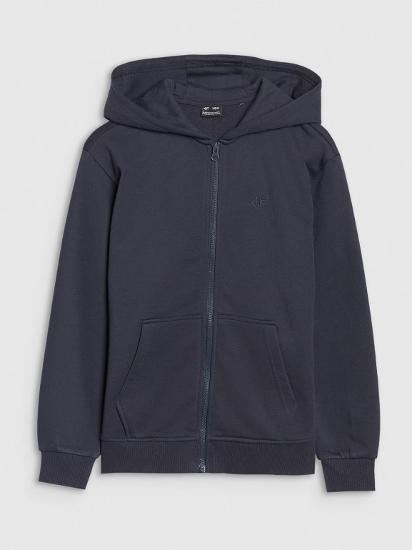 Dziewczęca bluza dresowa rozpinana z kapturem 4F 4FJWMM00TSWSF1861 - granatowa