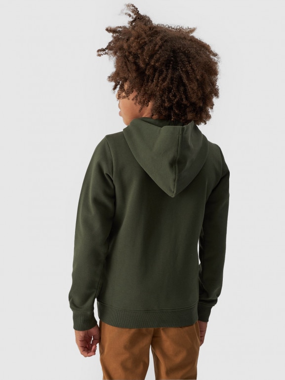 Chłopięca bluza dresowa rozpinana z kapturem 4F 4FJWMM00TSWSM1295 - khaki