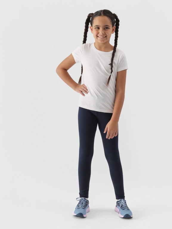 Dziewczęce legginsy dzianinowe 4F 4FJWMM00TTIGF178 - granatowe