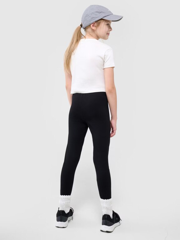 Dziewczęce legginsy dzianinowe 4F 4FJWMM00TTIGF220-20S - czarne