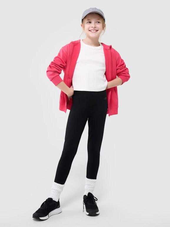 Dziewczęce legginsy dzianinowe 4F 4FJWMM00TTIGF220-20S - czarne