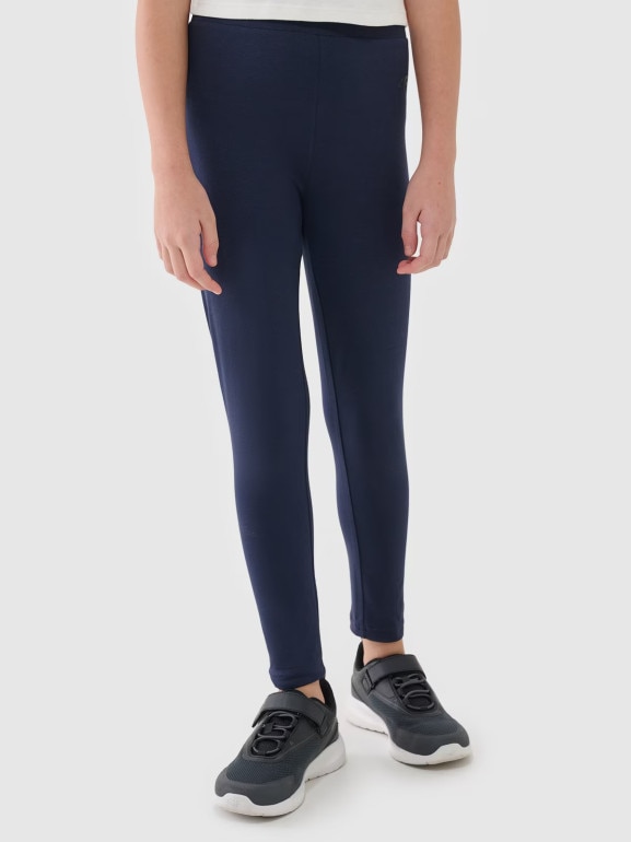 Dziewczęce legginsy dzianinowe 4F 4FJWMM00TTIGF220-20S - granatowe