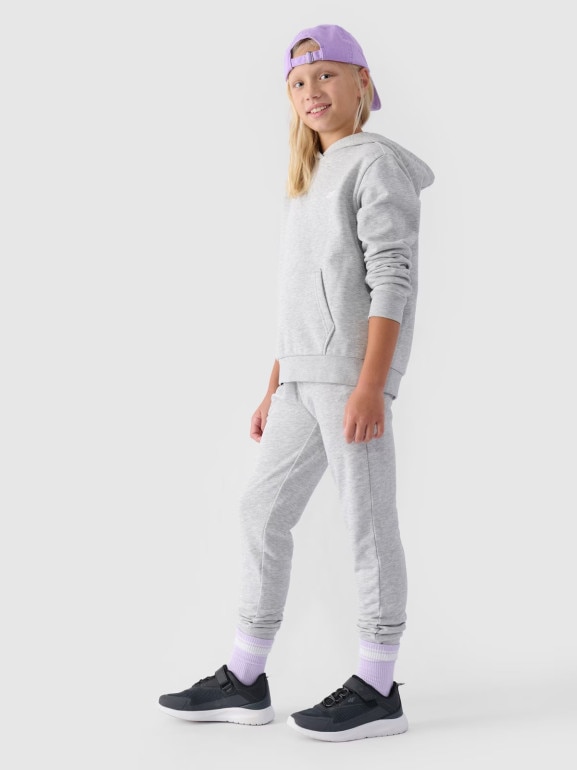Dziewczęce spodnie dresowe joggery 4F 4FJWMM00TTROF0829-27M - szare