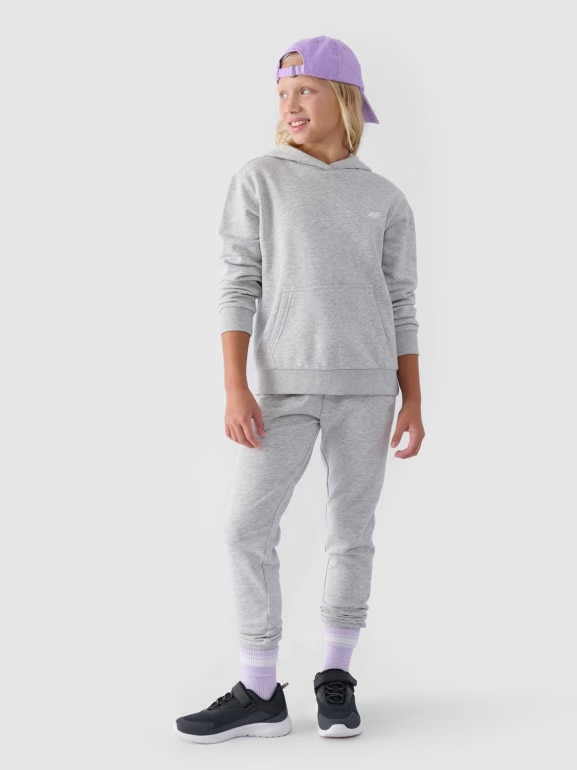 Dziewczęce spodnie dresowe joggery 4F 4FJWMM00TTROF0829-27M - szare