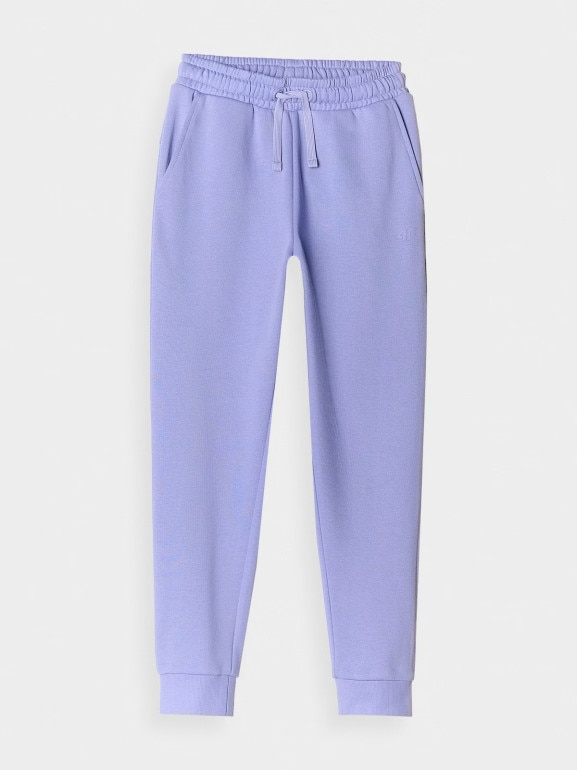 Dziewczęce spodnie dresowe joggery 4F 4FJWMM00TTROF0829-27M - fioletowe