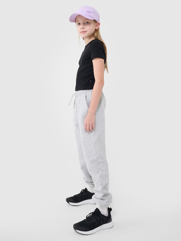 Dziewczęce spodnie dresowe joggery 4F 4FJWMM00TTROF1189 - szare