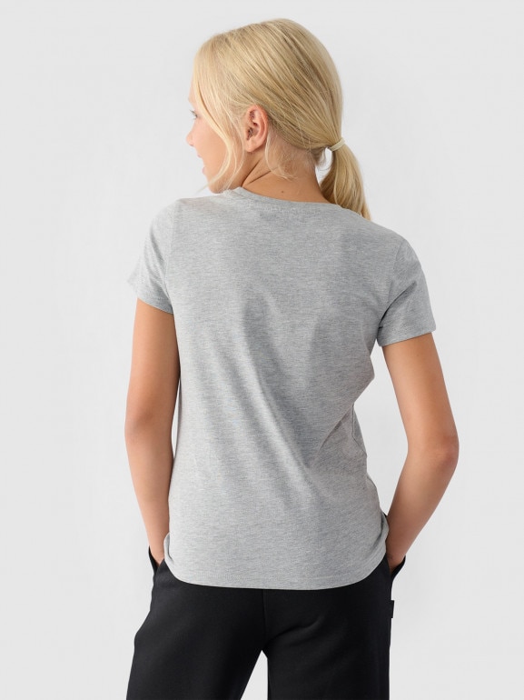 Dziewczęcy t-shirt basic 4F 4FJWMM00TTSHF1658 - szary