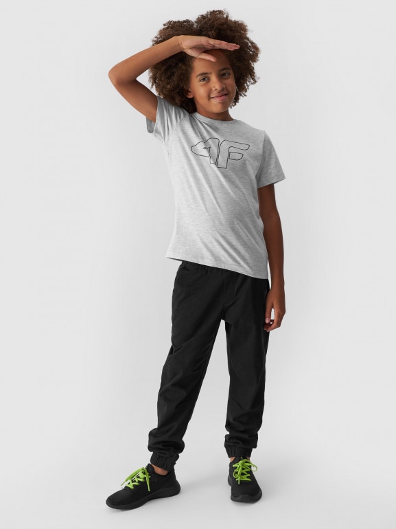 Chłopięcy t-shirt z nadrukiem 4F 4FJWMM00TTSHM1627- szary