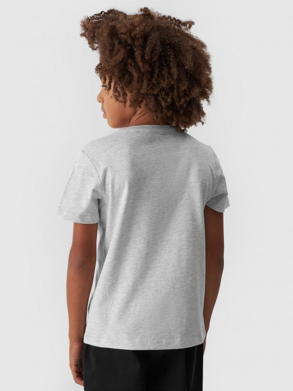 Chłopięcy t-shirt z nadrukiem 4F 4FJWMM00TTSHM1627- szary