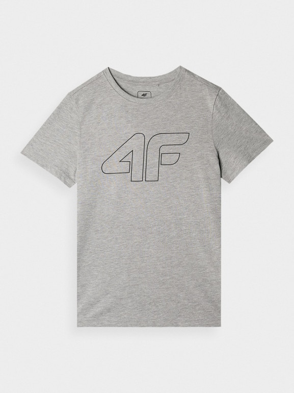 Chłopięcy t-shirt z nadrukiem 4F 4FJWMM00TTSHM1627- szary