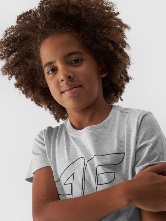 Chłopięcy t-shirt z nadrukiem 4F 4FJWMM00TTSHM1627- szary