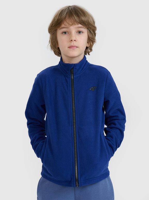 Chłopięcy polar rozpinany bez kaptura 4F 4FJWSS25TFLEM387 - niebieski