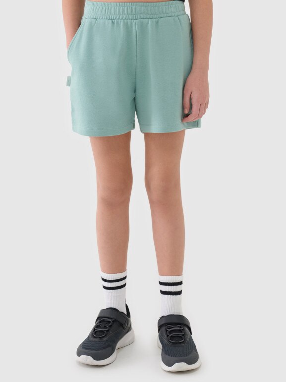 Dziewczęce spodenki dresowe 4F 4FJWSS25TSHOF470 - turkusowe