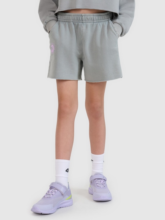 Dziewczęce spodenki dresowe 4F 4FJWSS25TSHOF484 - szare
