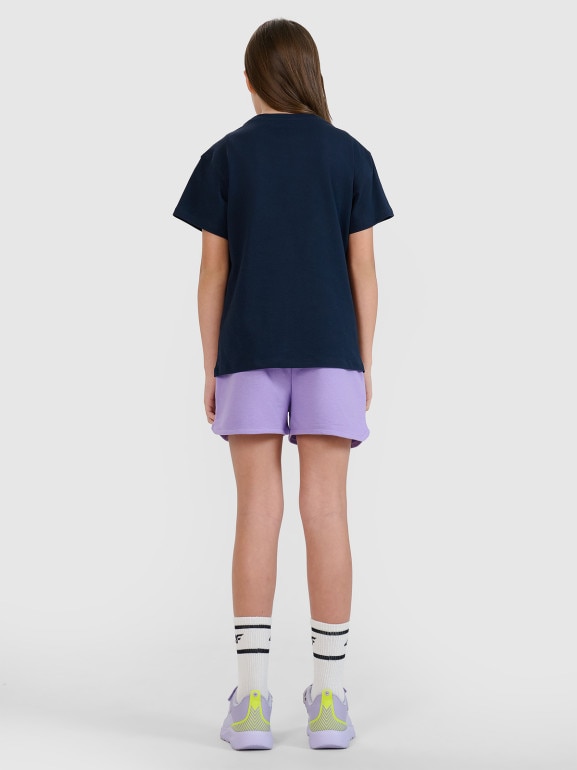 Dziewczęce spodenki dresowe 4F 4FJWSS25TSHOF602 - fioletowe