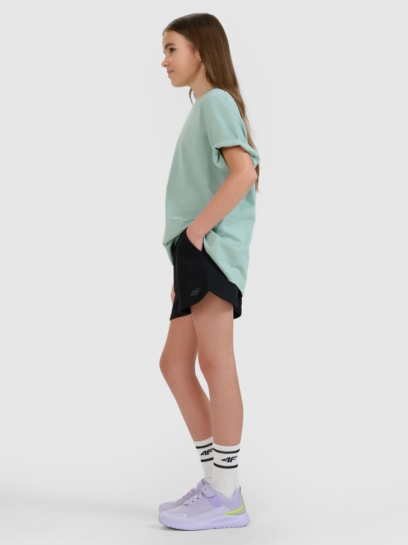 Dziewczęce spodenki dresowe 4F 4FJWSS25TSHOF602 - czarne