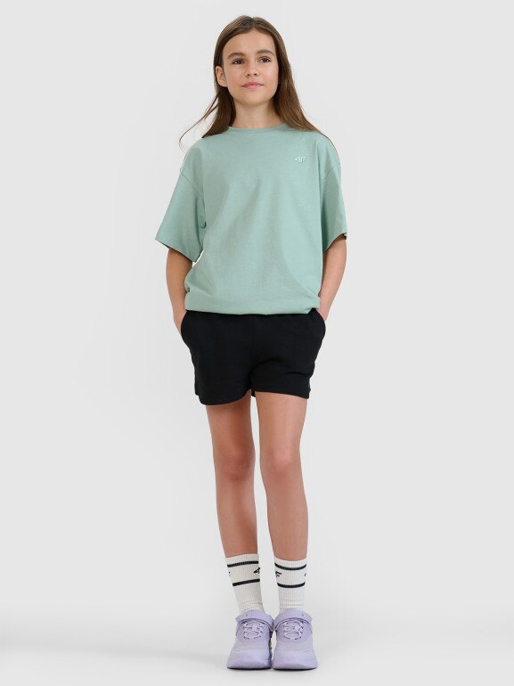 Dziewczęce spodenki dresowe 4F 4FJWSS25TSHOF602 - czarne