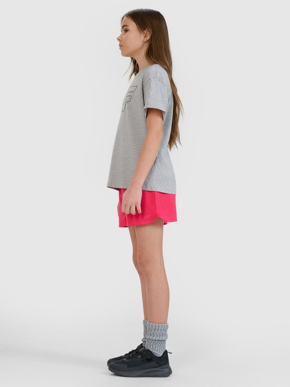 Dziewczęce spodenki dresowe 4F 4FJWSS25TSHOF602 - różowe