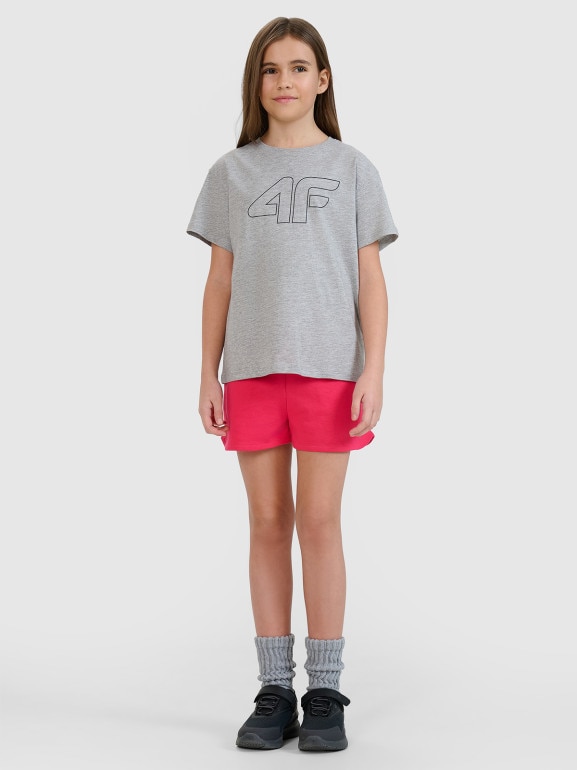 Dziewczęce spodenki dresowe 4F 4FJWSS25TSHOF602 - różowe