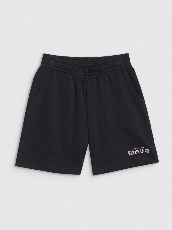 Dziewczęce spodenki dresowe 4F 4FJWSS25TSHOF618 - czarne