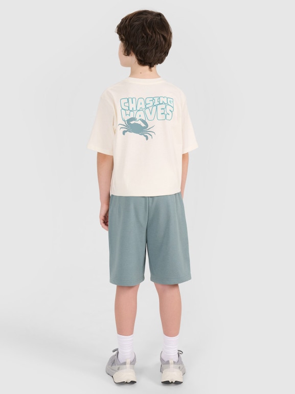 Chłopięce spodenki dresowe 4F 4FJWSS25TSHOM500 - turkusowe