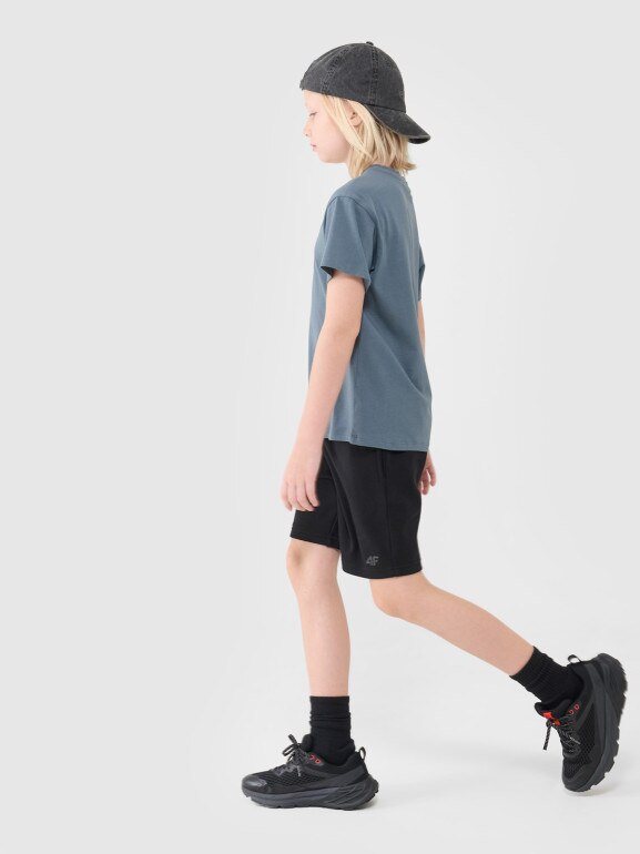 Chłopięce spodenki dresowe 4F 4FJWSS25TSHOM601 - czarne