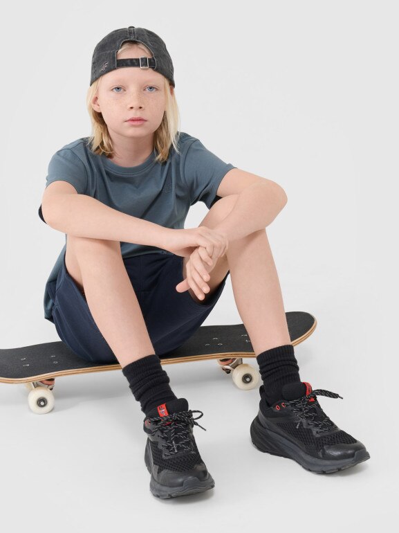 Chłopięce spodenki dresowe 4F 4FJWSS25TSHOM601 - granatowe