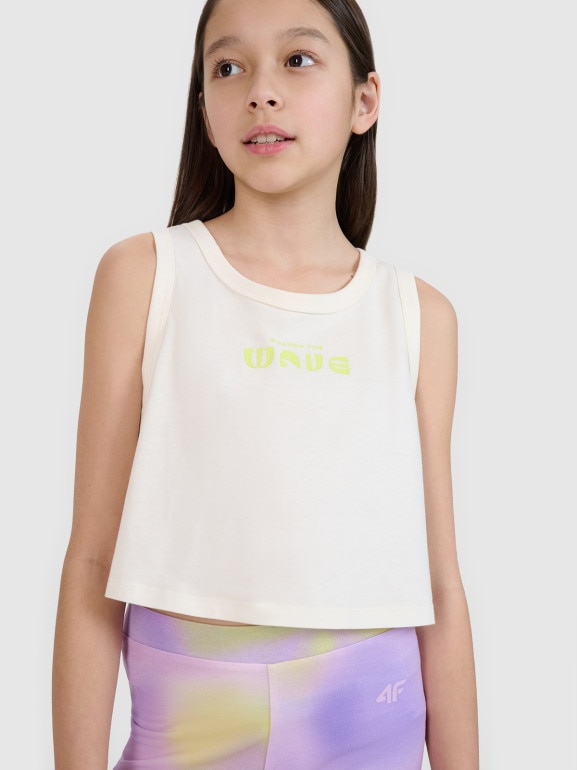Dziewczęcy top 4F 4FJWSS25TSLEF112 - biały