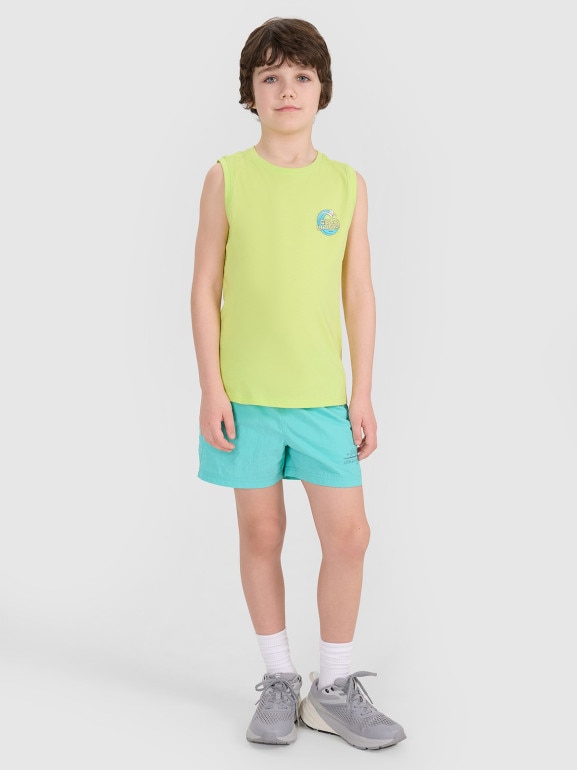 Chłopięcy top z nadrukiem 4F 4FJWSS25TSLEM162 - zielony