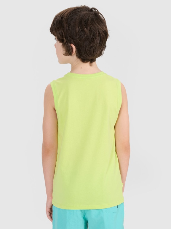Chłopięcy top z nadrukiem 4F 4FJWSS25TSLEM162 - zielony