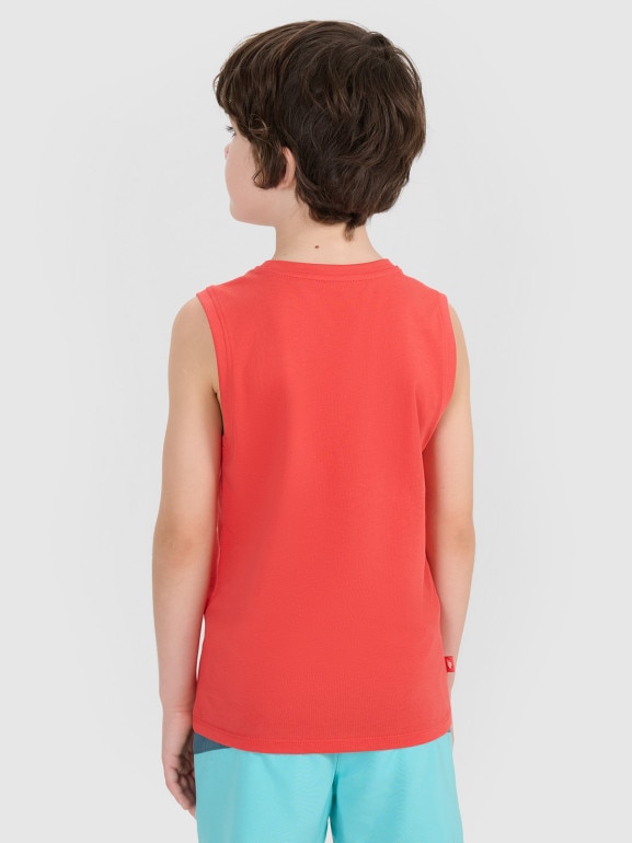 Chłopięcy top z nadrukiem 4F 4FJWSS25TSLEM162 - czerwony