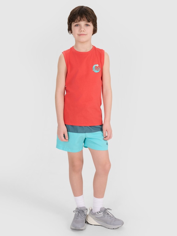 Chłopięcy top z nadrukiem 4F 4FJWSS25TSLEM162 - czerwony