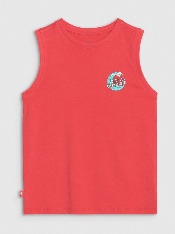 Chłopięcy top z nadrukiem 4F 4FJWSS25TSLEM162 - czerwony