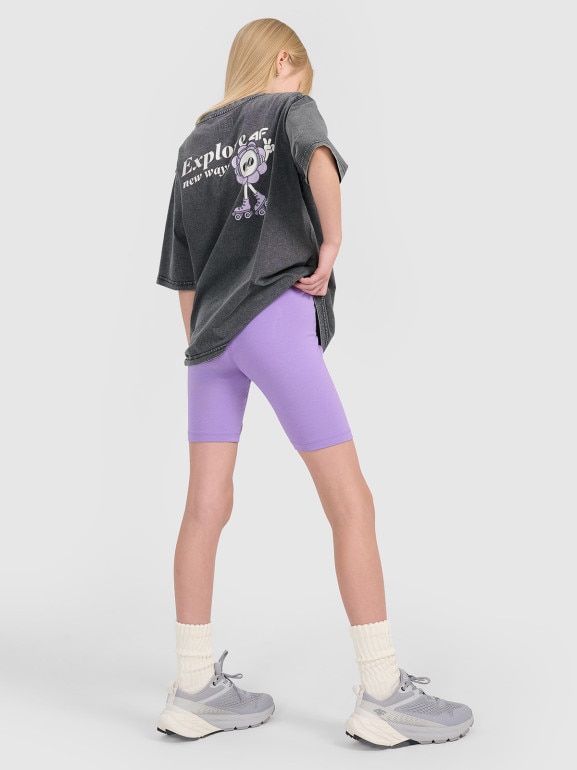 Dziewczęce kolarki treningowe 4F 4FFJWSS25TSTIF014 - fioletowe