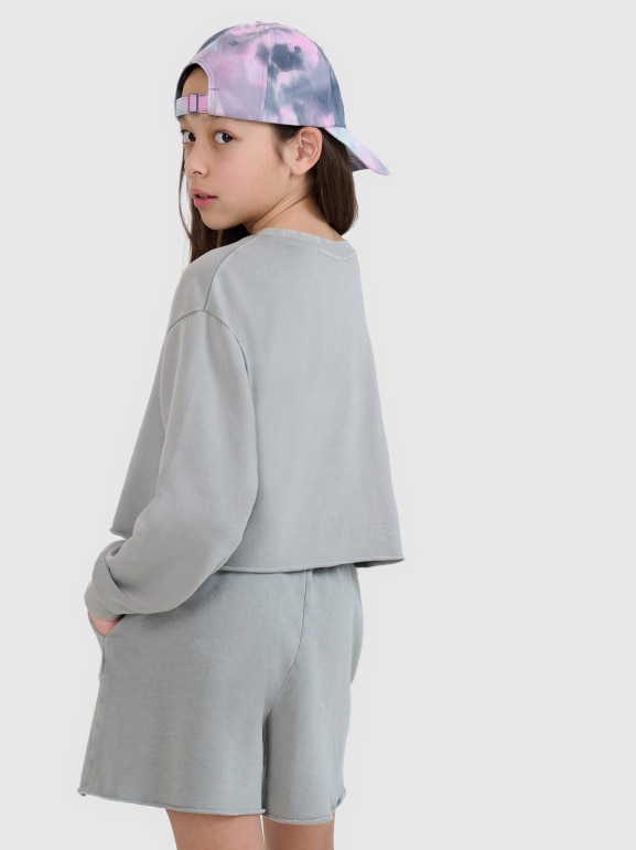 Dziewczęca bluza dresowa bez kaptura nierozpinana 4F 4FJWSS25TSWSF1504 - szara