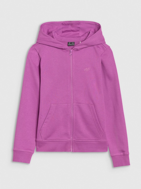 Dziewczęca bluza dresowa rozpinana z kapturem 4F 4FJWSS25TSWSF1706 - fioletowa