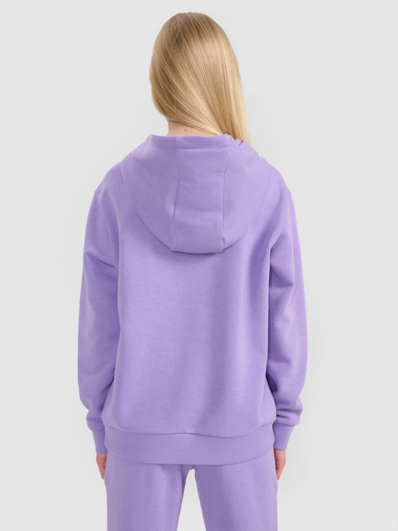 Dziewczęca bluza dresowa nierozpinana z kapturem 4F 4FJWSS25TSWSF1707 - fioletowa