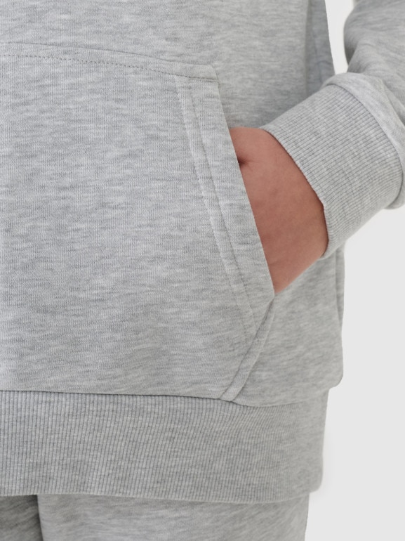 Dziewczęca bluza dresowa nierozpinana z kapturem 4F 4FJWSS25TSWSF1707 - szara