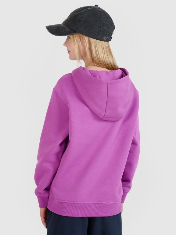 Dziewczęca bluza dresowa nierozpinana bez kaptura 4F 4FJWSS25TSWSF1854 - fioletowa