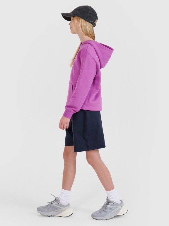 Dziewczęca bluza dresowa nierozpinana bez kaptura 4F 4FJWSS25TSWSF1854 - fioletowa