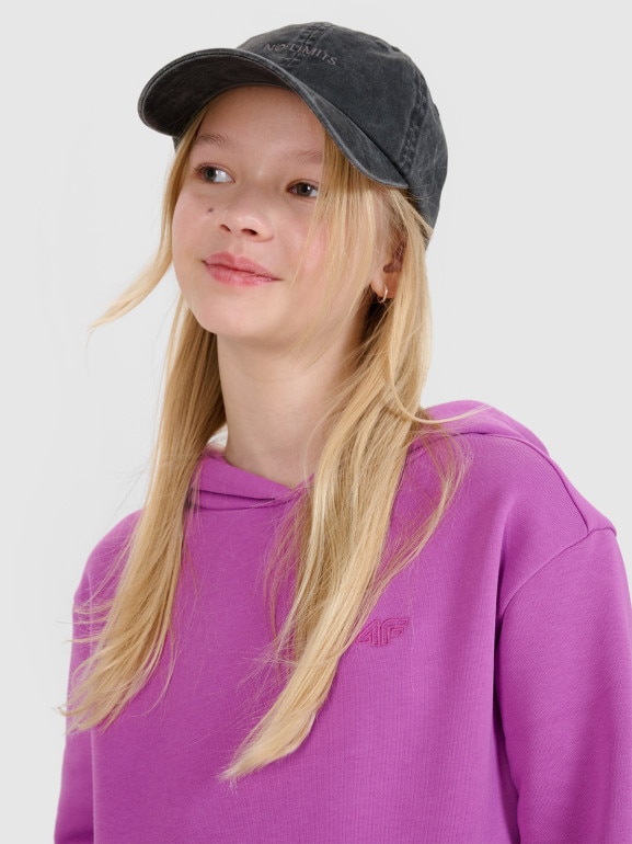 Dziewczęca bluza dresowa nierozpinana bez kaptura 4F 4FJWSS25TSWSF1854 - fioletowa