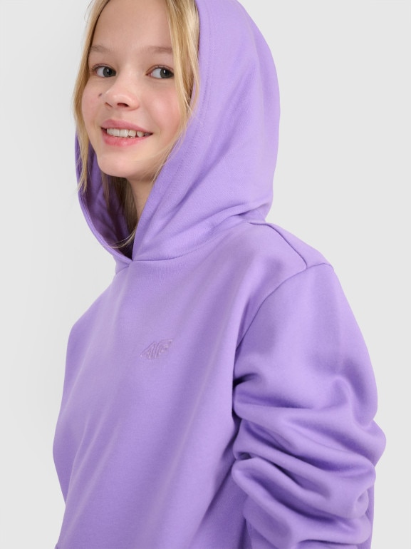 Dziewczęca bluza dresowa nierozpinana bez kaptura 4F 4FJWSS25TSWSF1854 - fioletowa
