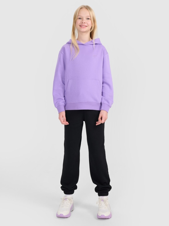 Dziewczęca bluza dresowa nierozpinana bez kaptura 4F 4FJWSS25TSWSF1854 - fioletowa