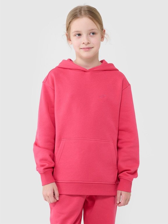 Dziewczęca bluza dresowa nierozpinana bez kaptura 4F 4FJWSS25TSWSF1854 - różowa