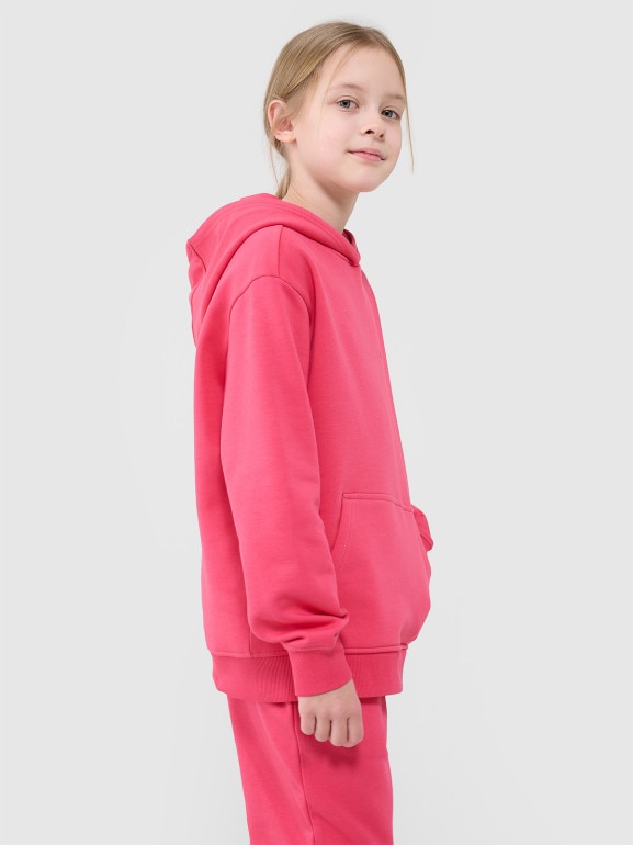 Dziewczęca bluza dresowa nierozpinana bez kaptura 4F 4FJWSS25TSWSF1854 - różowa