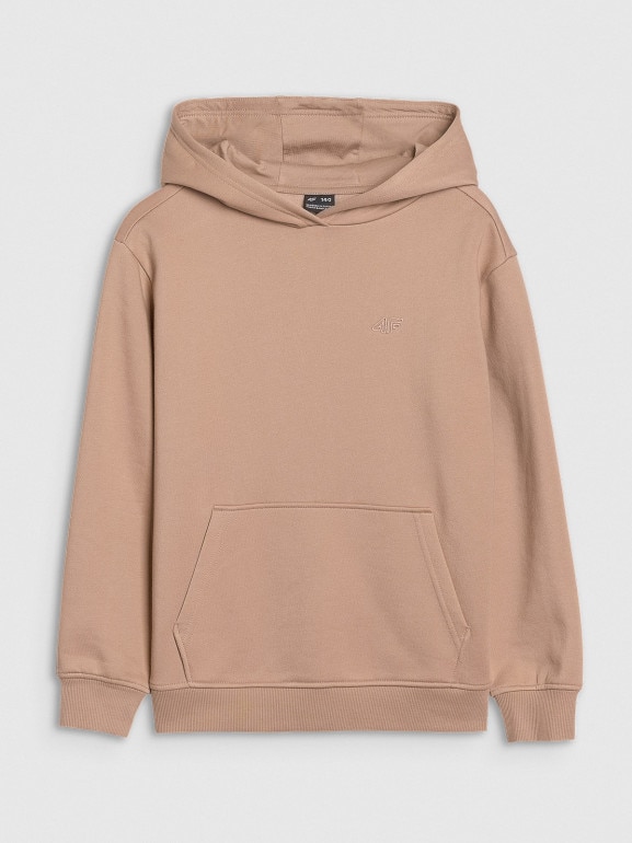 Dziewczęca bluza dresowa nierozpinana bez kaptura 4F 4FJWSS25TSWSF1854 - beżowa